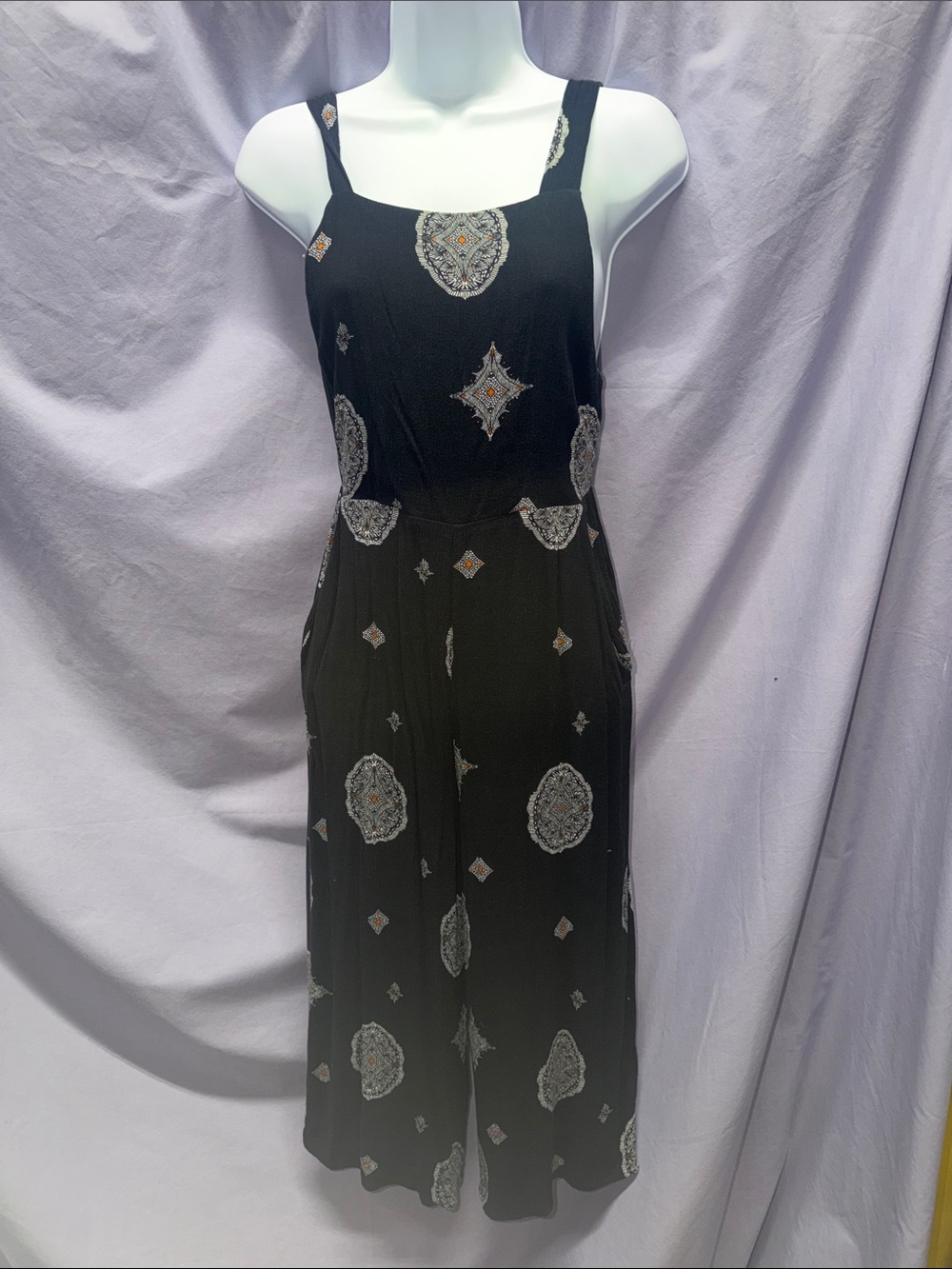 Lira Black Patterned Wide-Leg Jumpsuit